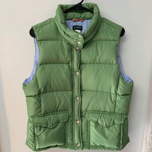 Green JCrew L Puffer Down Quilted Vest for Active use and Outdoor Hiking